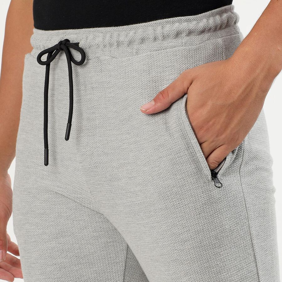 Men's Light Grey Textured Cotton Blend Jogger, मिश्रित हल्का ग्रे, large image number null