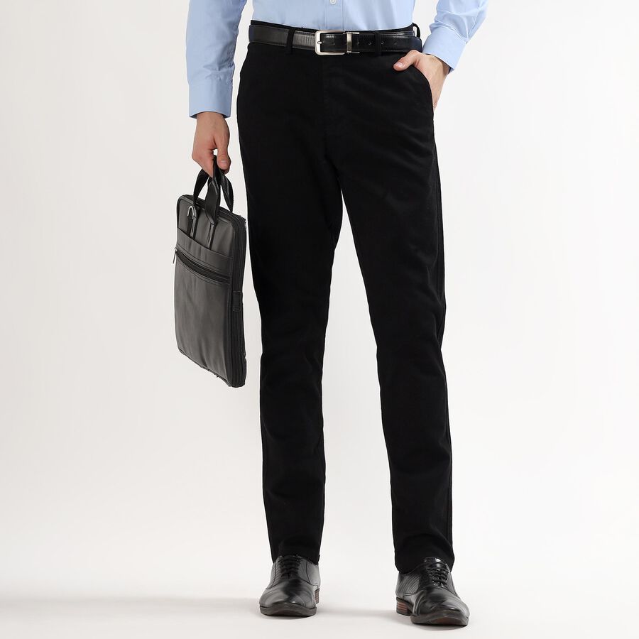Men's Slim Fit Casual Trousers , Black, large image number null