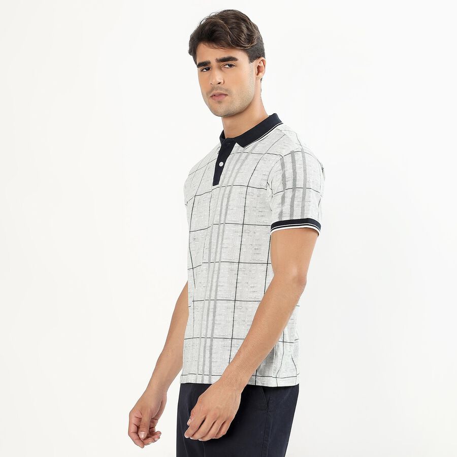 Men's Grey Cotton Polo Neck Printed T-Shirt, Dark Green, large image number null