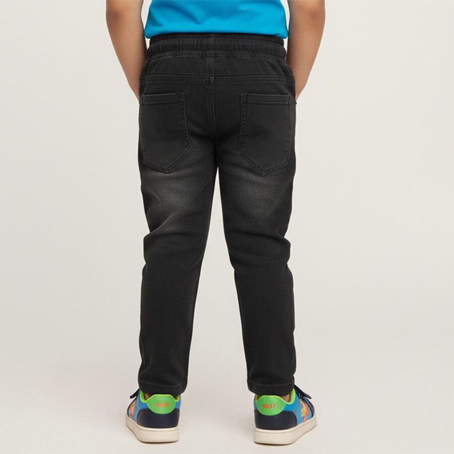 Boys' Faded Black Slim Fit Jogger Jeans, गहरा ग्रे, large image number null