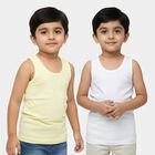 Boys' Multicolour Cotton Round Neck Minimalist Vest, पीला, small
