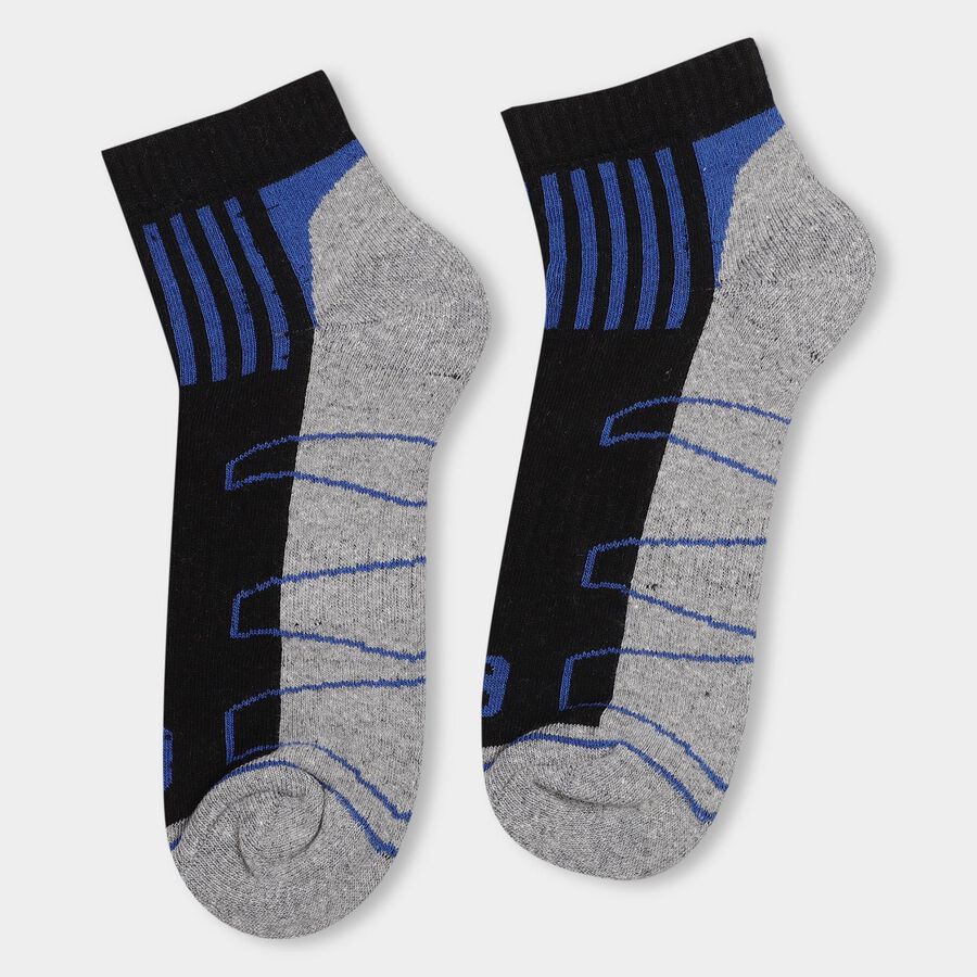 Men's Dark Navy Blue And Gray Ankle Sports Socks, Navy Blue, large