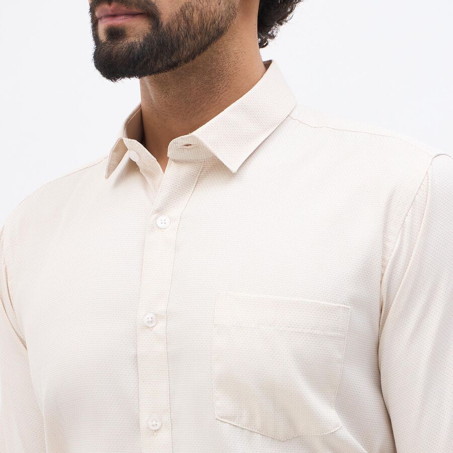 Men's Light Beige Classic Formal Shirt, गहरा पीला, large image number null