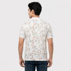 Men's White Polo Neck Printed Polo T-Shirt, White, small