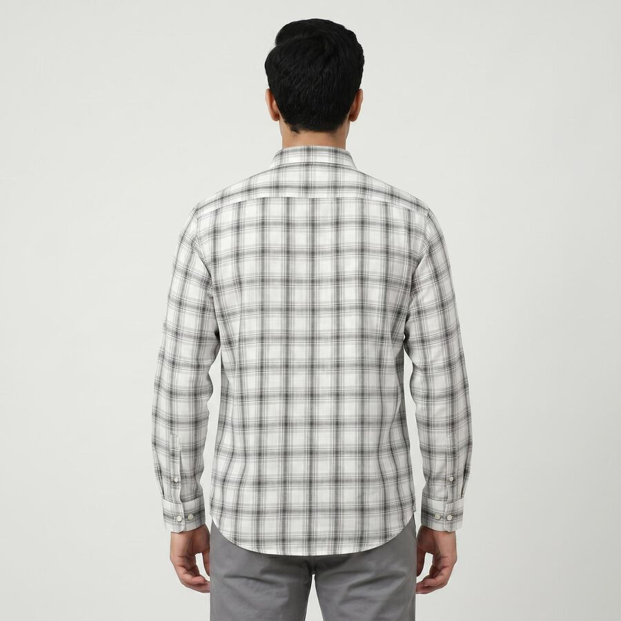 Men's Grey Cotton Casual Shirt, हल्का ग्रे, large
