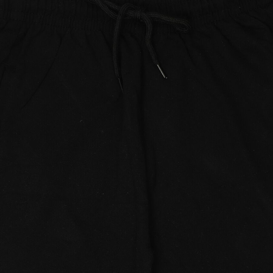 Boys Black Jogger Fit Graphic Printed Pyjama, काला, large