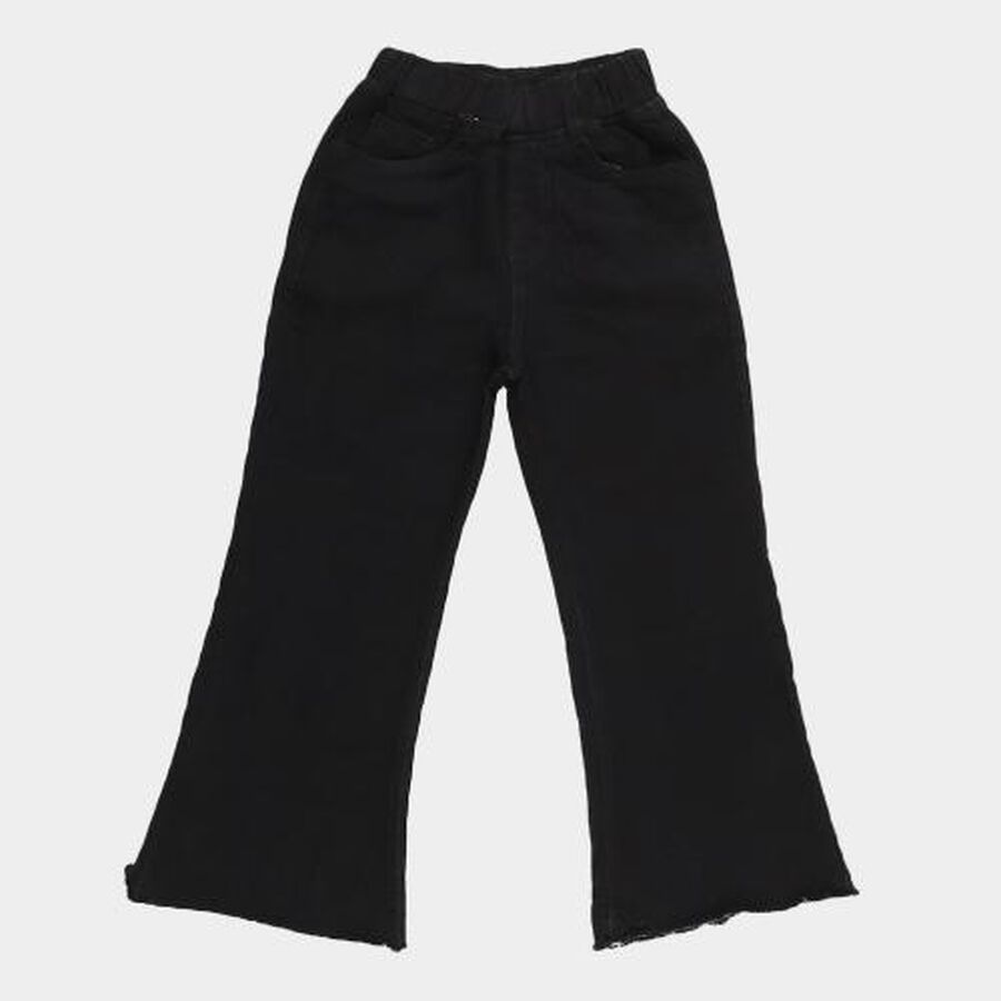 Girls' Jet Black Wide Leg Raw Hem Jeans, Black, large image number null