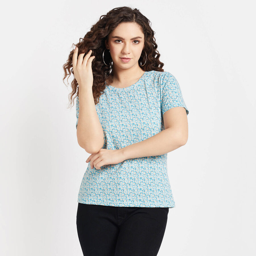 Round Neck T-Shirt, Aqua, large image number null