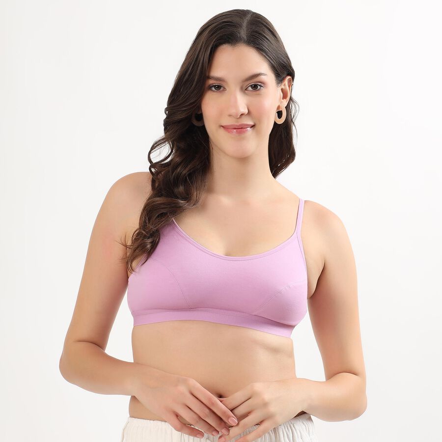 Women's Soft Lavender Cotton Blend Scoop Neck Bralette, Lilac, large image number null