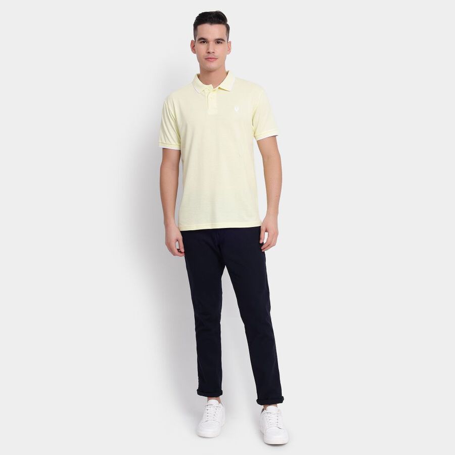 Men's Collared Half Sleeves T-Shirt, Yellow, large image number null