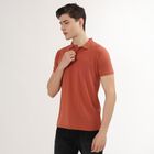 Men's Rust Polo Neck Casual T-Shirt, Rust, small