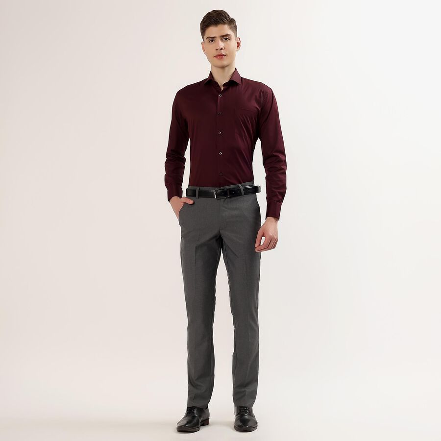 Men's Wine Spread Collar Slim Fit Formal Shirt, Wine, large
