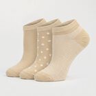 Women's Beige Regular Fit Solid and Printed Pack of 3 Socks, गहरा पीला, small