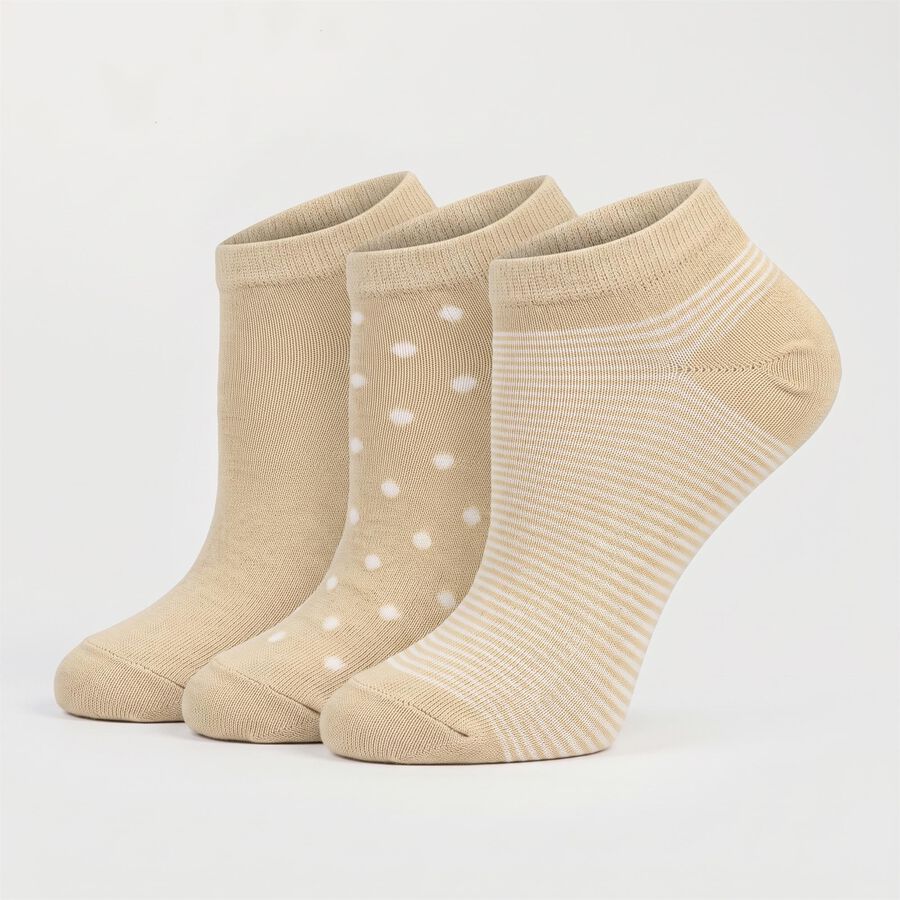 Women's Beige Regular Fit Solid and Printed Pack of 3 Socks, गहरा पीला, large