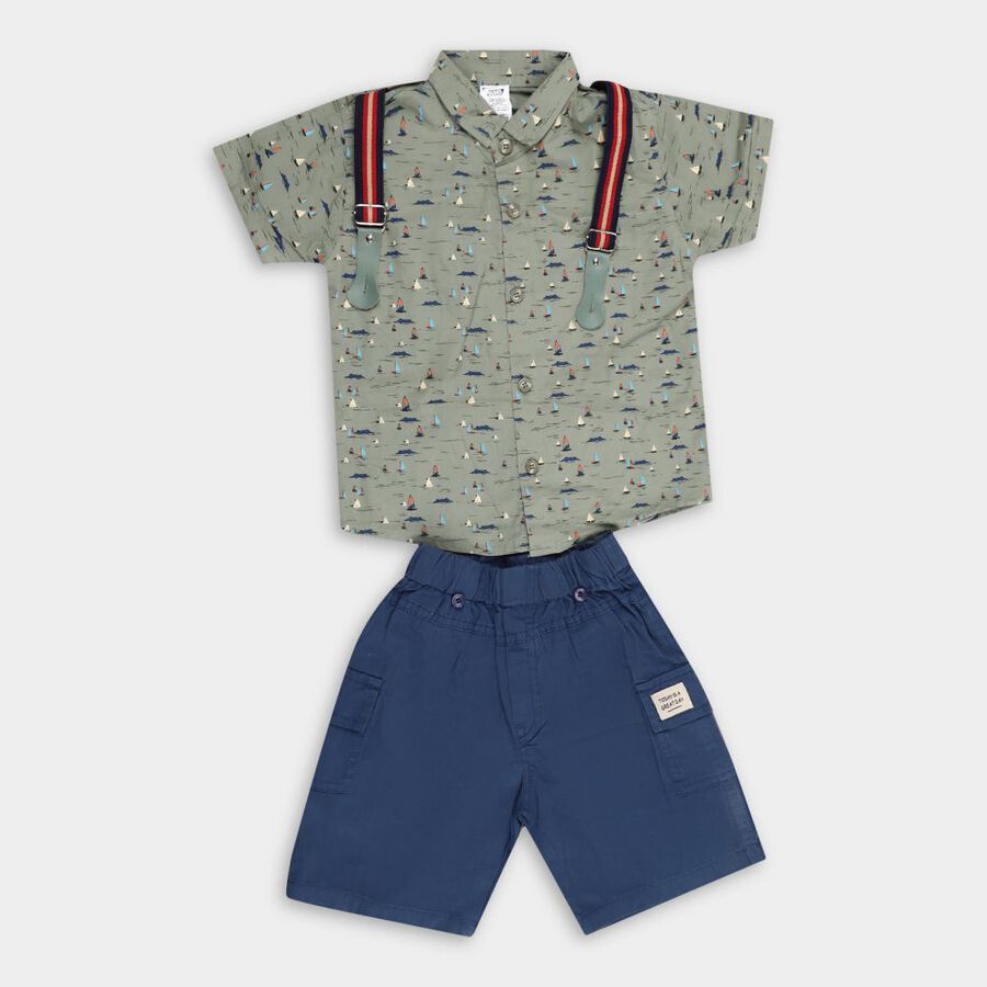 Boys' Cotton Woven Baba Suit, Olive, large image number null