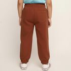 Boys Rust Brown Regular Fit Jogger Trousers, भूरा, small image number null