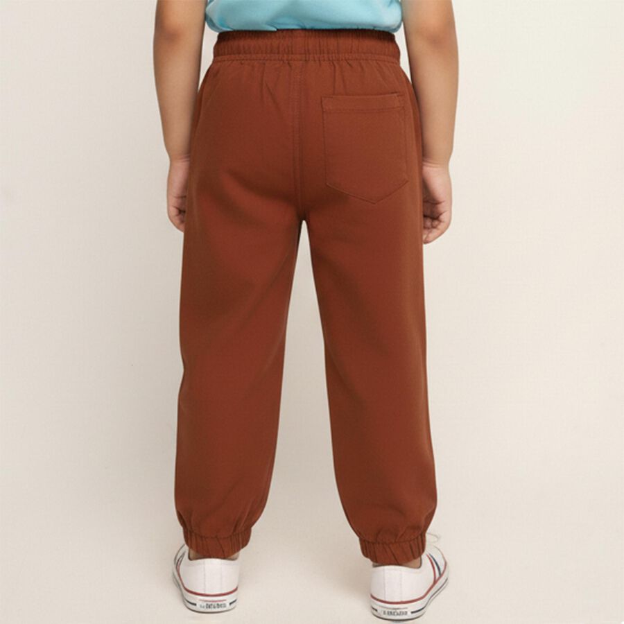 Boys Rust Brown Regular Fit Jogger Trousers, भूरा, large image number null