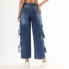 Ladies' 100% Cotton High Rise Jeans, Mid Blue, small image number null