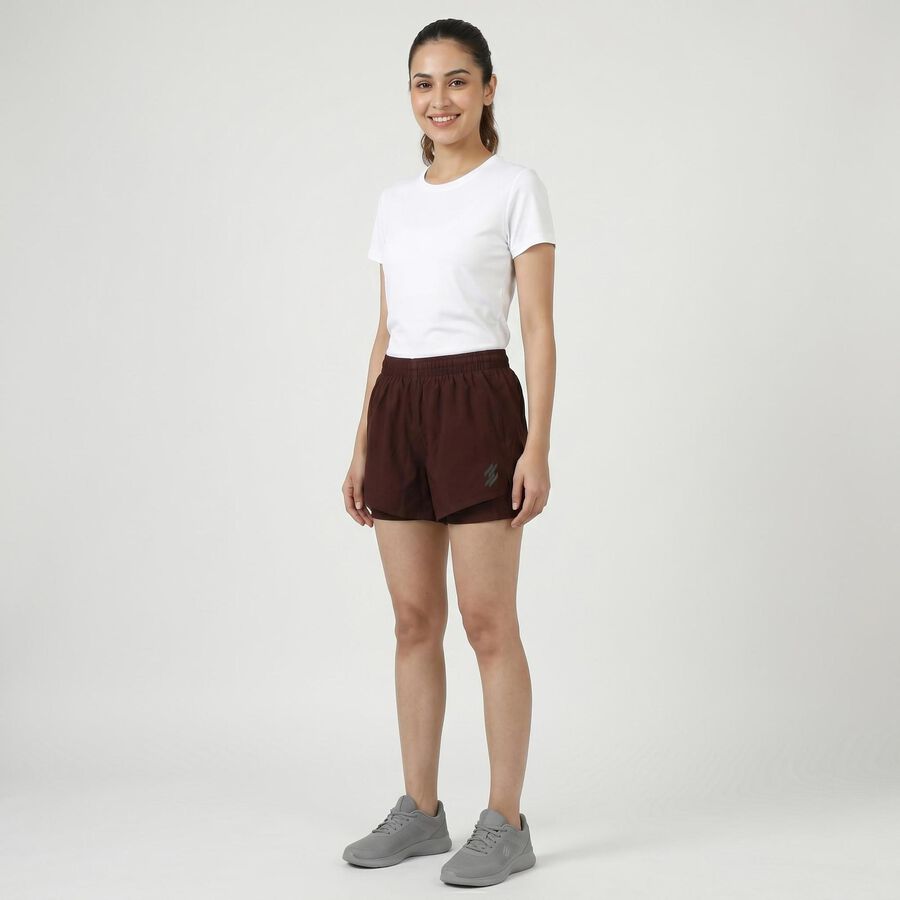 Women's Wine Regular Fit Solid Shorts, वाइन, large