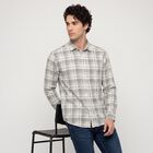 Men's Green Cotton Long Sleeves Spread Collar Shirt, हल्का हरा, small