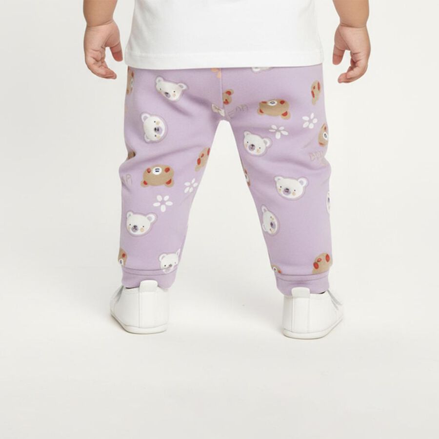 Infants Soft Cream White Elastic Waist Pyjama, Lilac, large image number null