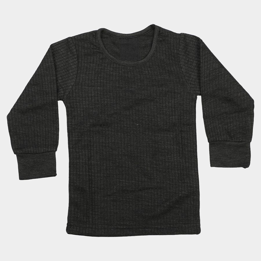 Girls' Charcoal Long Sleeve Thermal, चारकोल, large