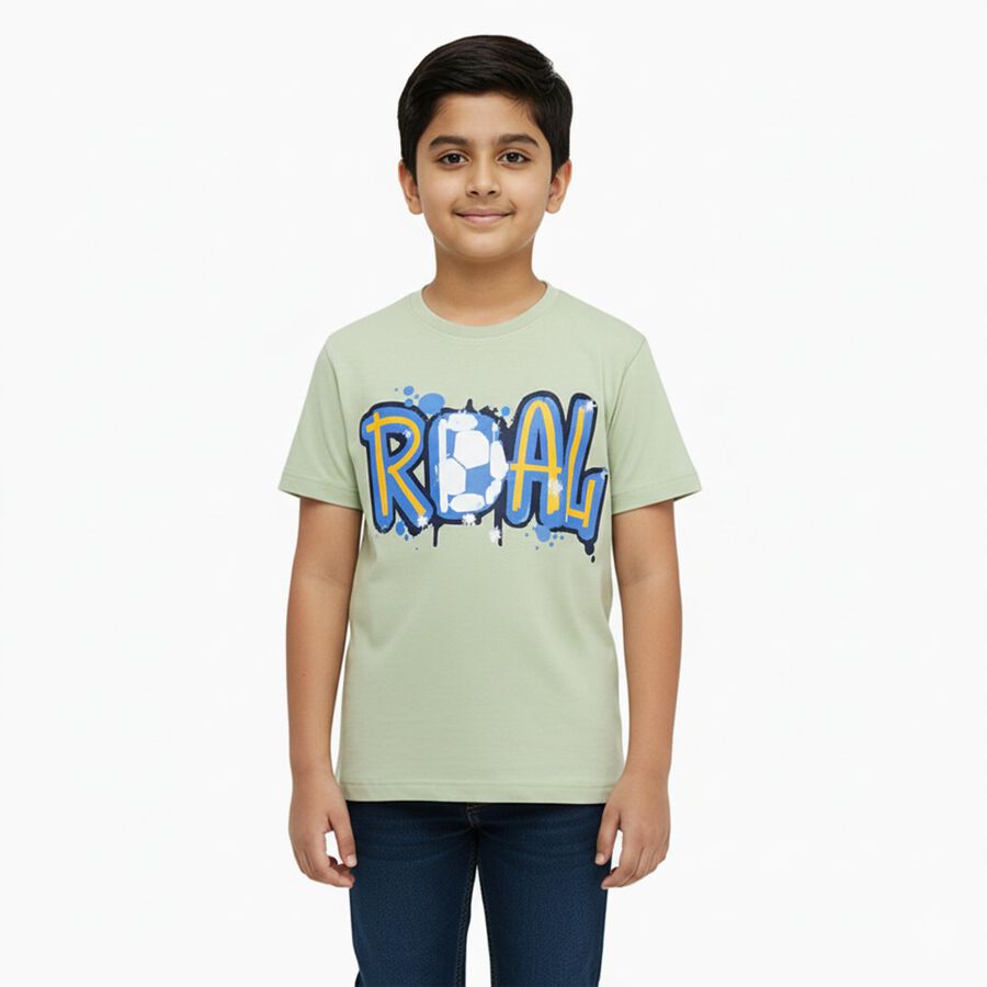 Boys' Half Sleeves T-Shirt, हल्का हरा, large image number null