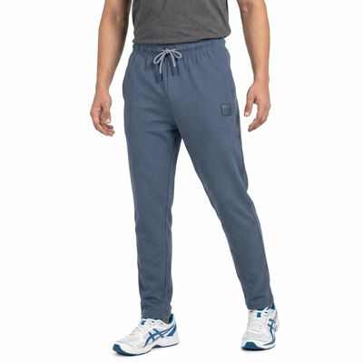 Men's Blue Straight Fit Solid Track Pants