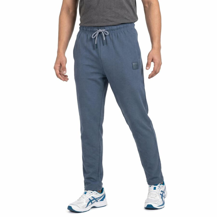 Men's Blue Straight Fit Solid Track Pants, Mid Blue, large