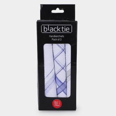 Men's White Patterned Pack of 3 Handkerchief