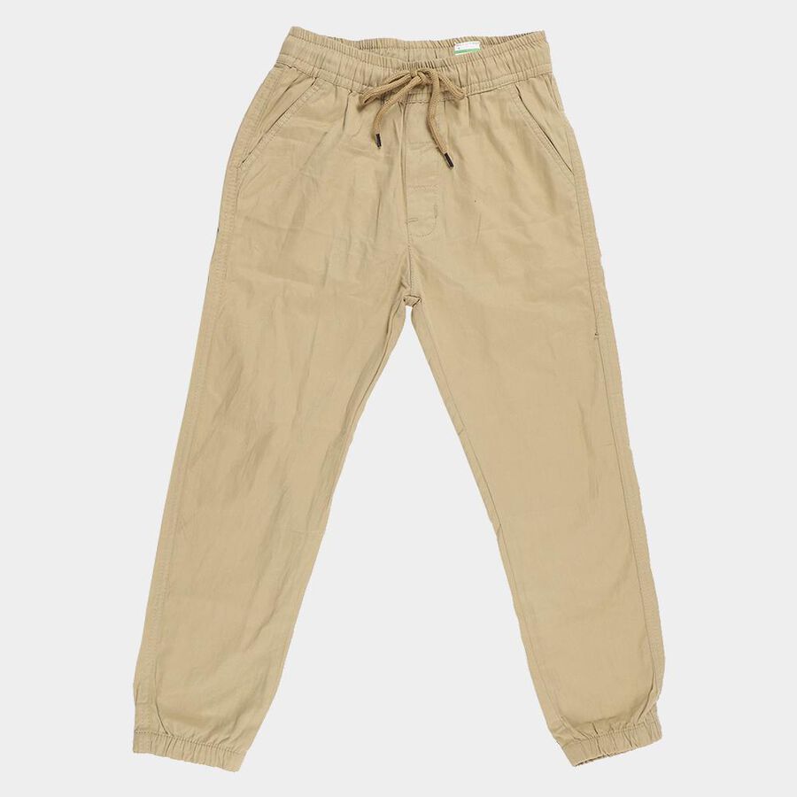 Boys Cotton Regular Fit Trousers, Olive, large image number null