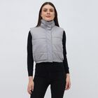 Women's Light Grey High Neck Sleeveless Puffer Jacket, Light Grey, small image number null