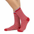 Women's Bright Cherry Red Regular Fit Striped Style Pack of 1 Socks, गुलाबी, small