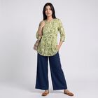 Women's Sage Green Mandarin Collar Printed Flared Kurti, हल्का हरा, small