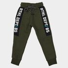 Boys' Olive Green Jogger Fit Graphic Printed Cotton Blend Pyjama, Olive, small