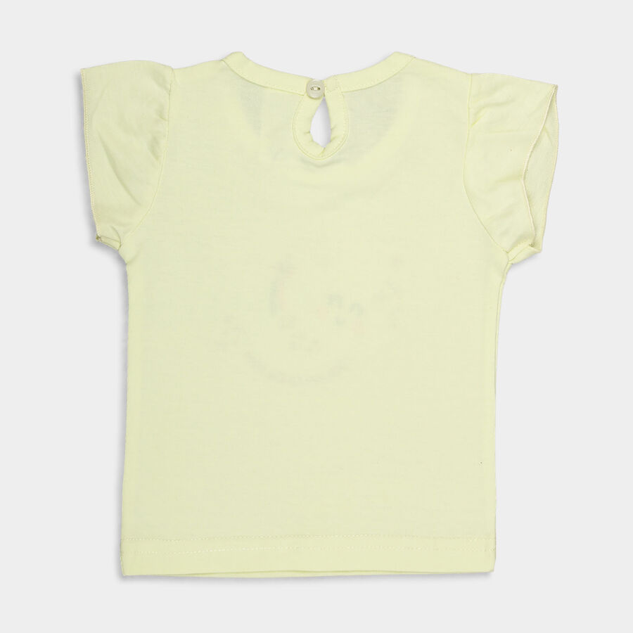 Infants Cotton Round Neck T-Shirt, Yellow, large image number null