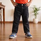 Boys Dark Grey Straight Fit Washed Jeans, गहरा ग्रे, small