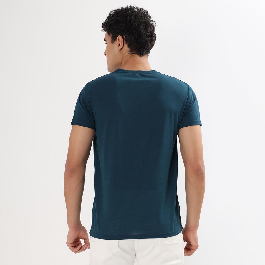 Men's Round Neck Half Sleeves T-Shirt , Teal Blue, large image number null