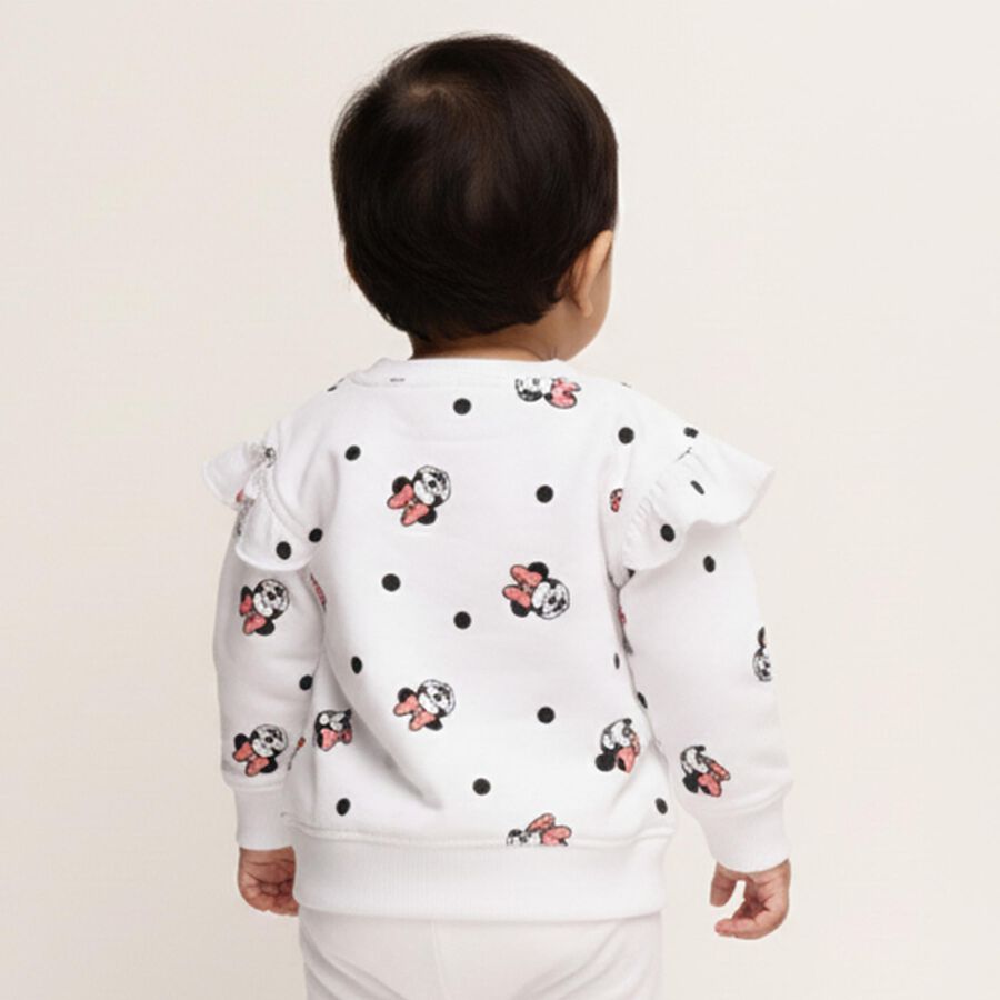 Infants Snow White Cotton Round Neck Casual Sweatshirt, सफ़ेद, large image number null