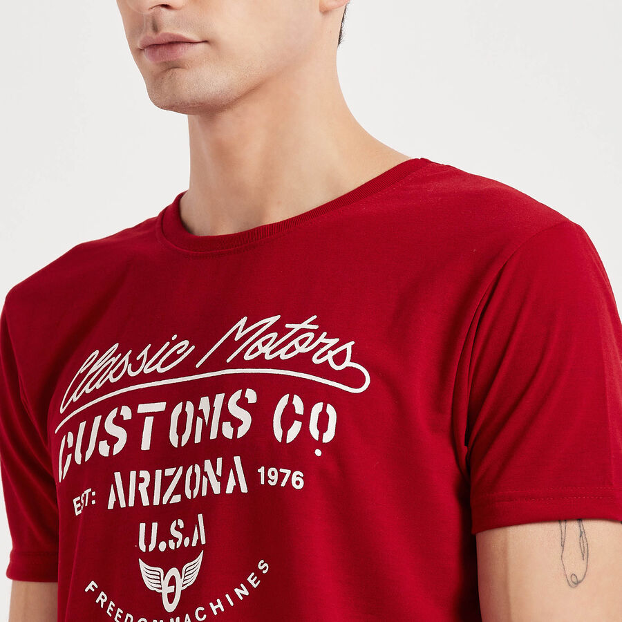 Round Neck T- Shirt, मरून, large image number null