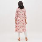 Women's Soft Pink Notch Neck Floral Printed Kurta, Pink, small image number null