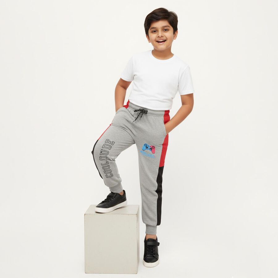 Boys' Light Heather Grey Printed Winter Pyjama, मिश्रित हल्का ग्रे, large image number null