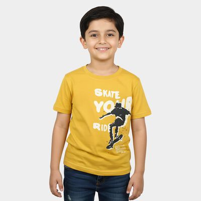 Boys Mustard Crew Neck Regular Boys T-Shirt