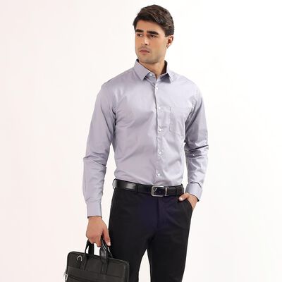 Men's Light Grey Slim Fit Formal Shirt