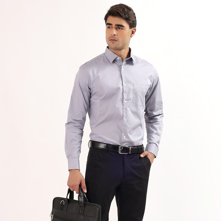 Men's Light Grey Slim Fit Formal Shirt, Light Grey, large image number null