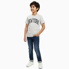 Boys Light Grey Crew Neck Casual Half Sleeve T-Shirt, Ecru Melange, small image number null