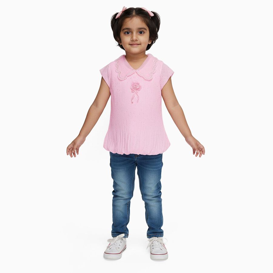 Girls' T-Shirt, हल्का गुलाबी, large