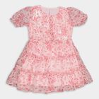 Girls' Soft Pink Round Neck Romantic Dress, Light Pink, small image number null