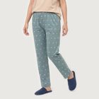 Women's Light Blue Straight Fit Printed Lounge Pyjama, Light Blue, small