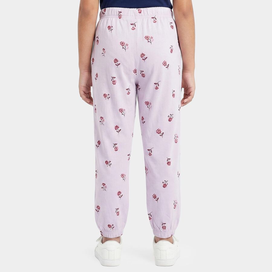 Girls' Lavender Jogger Floral Printed Pyjama, Lilac, large